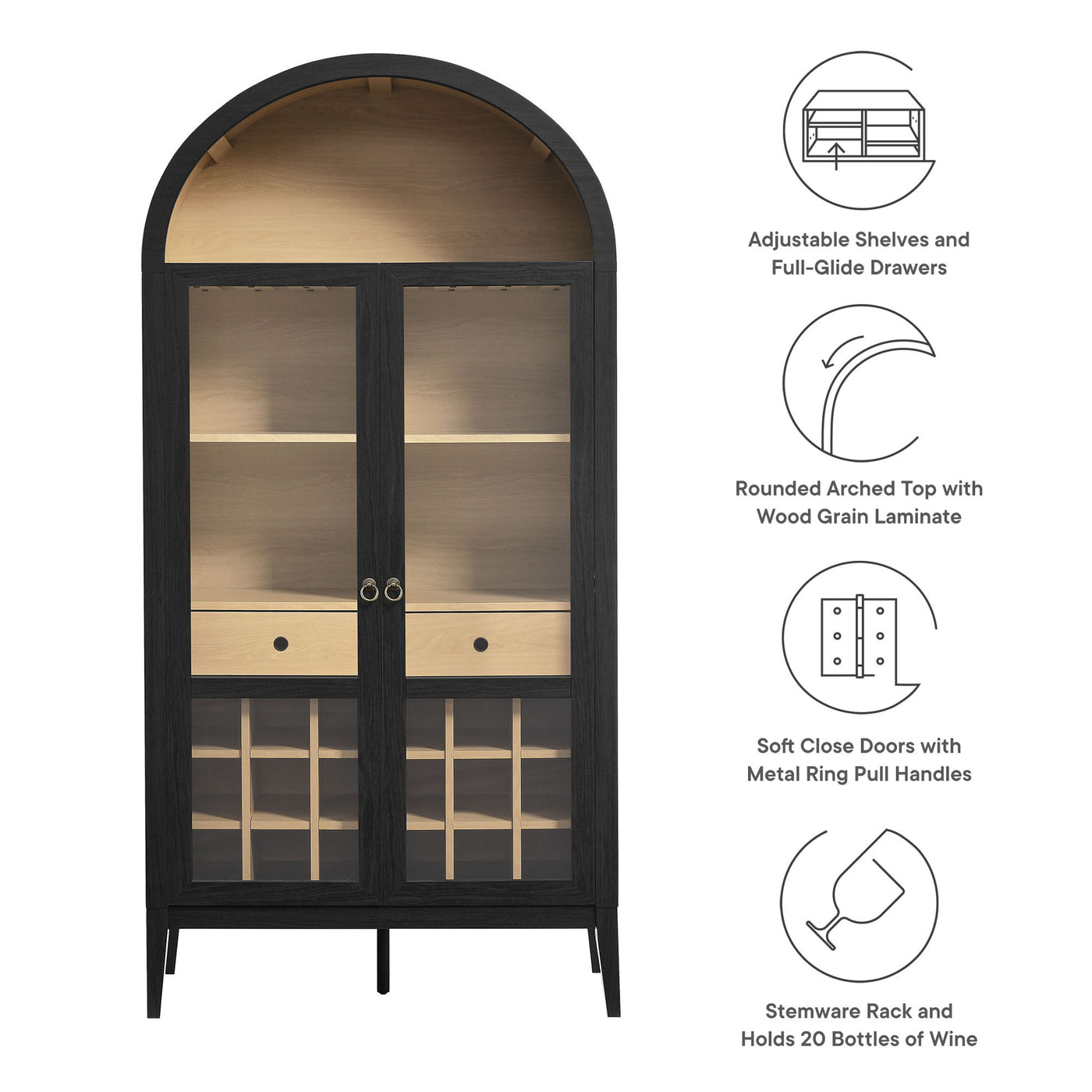 Nolan Arched Bar Cabinet in Black image 2