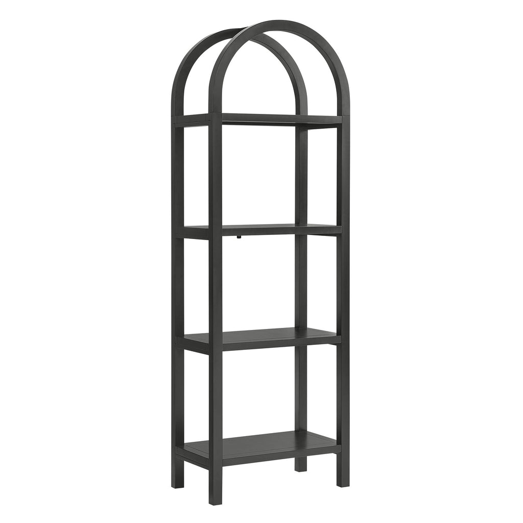 Vexley 72 Inch Tall Narrow Arched Bookshelf | Natural, Black &amp; Walnut Color Options | Pine Wood Frame | Sculptural Arched Silhouette | 4 Pine Wood Shelves image 9