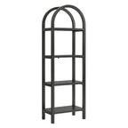 Vexley 72 Inch Tall Narrow Arched Bookshelf | Natural, Black &amp; Walnut Color Options | Pine Wood Frame | Sculptural Arched Silhouette | 4 Pine Wood Shelves image 9