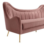 Cheshire Channel-Tufted Performance Velvet Sofa in Dusty Rose image 2
