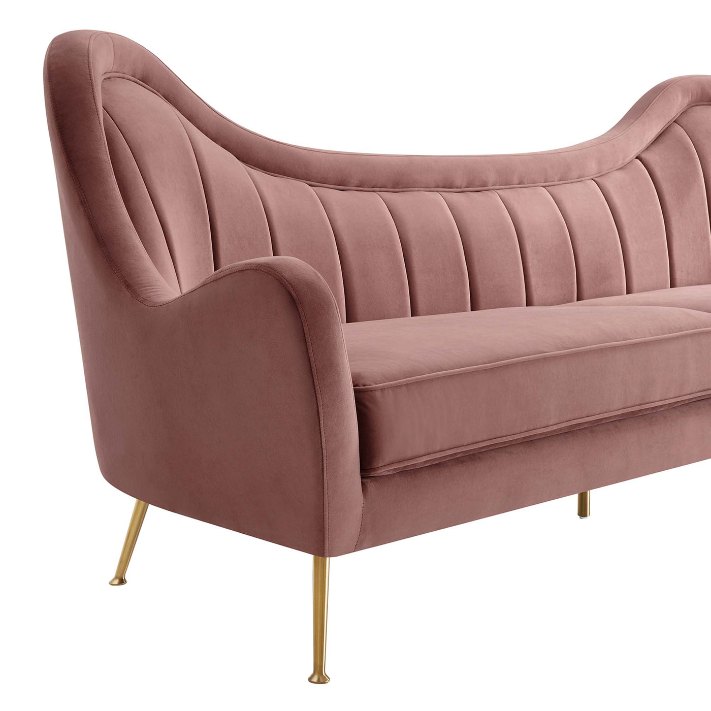 Cheshire Channel-Tufted Performance Velvet Sofa in Dusty Rose image 2