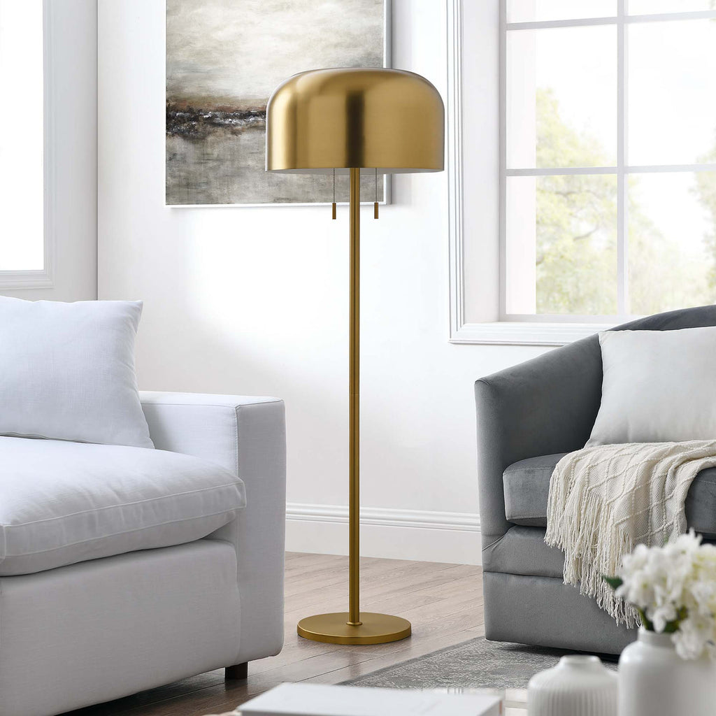 Avenue Floor Lamp in Satin Brass | Modern Design | E26 Base | For Living Areas &amp; Bedrooms image 0