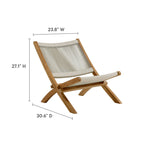 Vienna 3-Piece Outdoor Patio Folding Lounge Chair and Side Table Set in Teak and Rope image 10