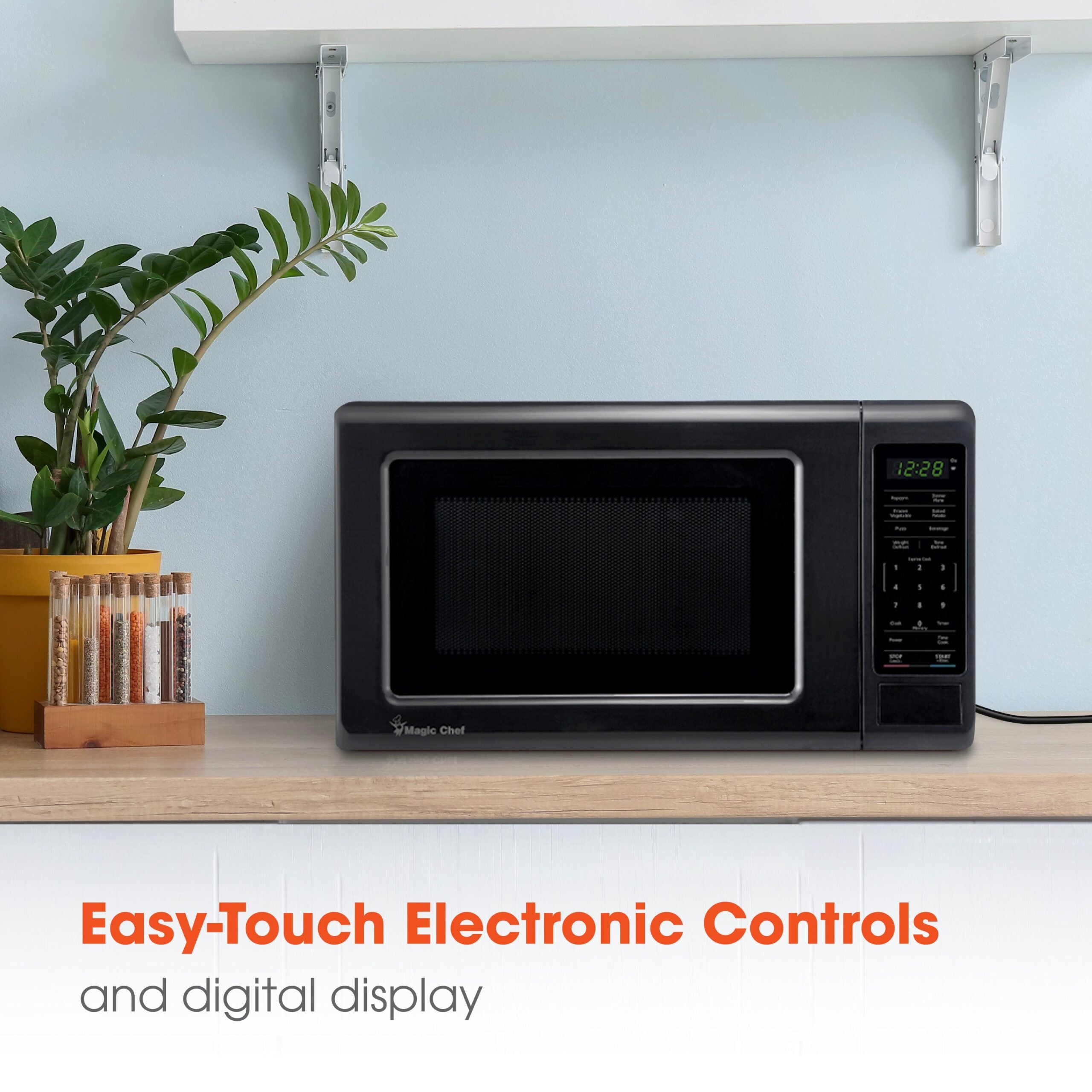 Magic Chef 0.7 Cu. Ft Countertop Microwave | 700 Watt | Black Color | Digital Display | 6 Auto Cooking Modes | Child Lock | Auto Defrost Modes | 10 Power Levels image 4