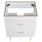 24" Bathroom Vanity Cabinet (Sink Basin Not Included) | Daybreak Series | Green, Light Gray & White Color Options | Full-Extension Drawers | Rubberwood, MDF, Particleboard Construction | Gold Metal Legs image 5