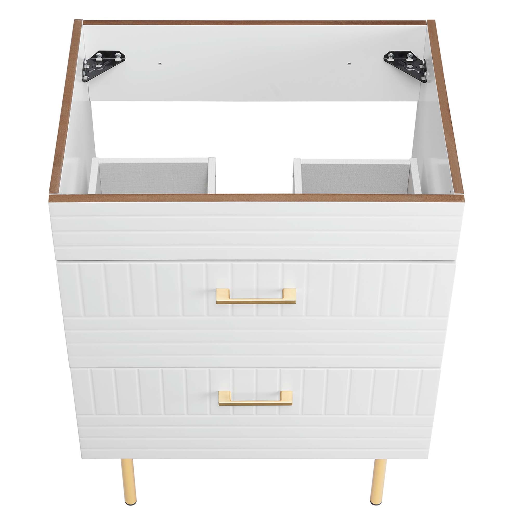 24" Bathroom Vanity Cabinet (Sink Basin Not Included) | Daybreak Series | Green, Light Gray & White Color Options | Full-Extension Drawers | Rubberwood, MDF, Particleboard Construction | Gold Metal Legs image 5