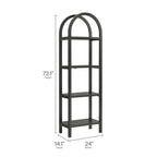 Vexley 72 Inch Tall Narrow Arched Bookshelf | Natural, Black &amp; Walnut Color Options | Pine Wood Frame | Sculptural Arched Silhouette | 4 Pine Wood Shelves image 1