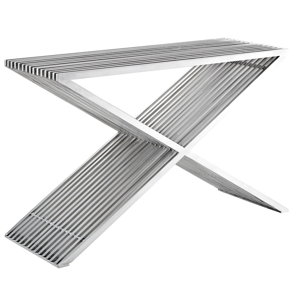 Press Stainless Steel Console Table in Silver image 3