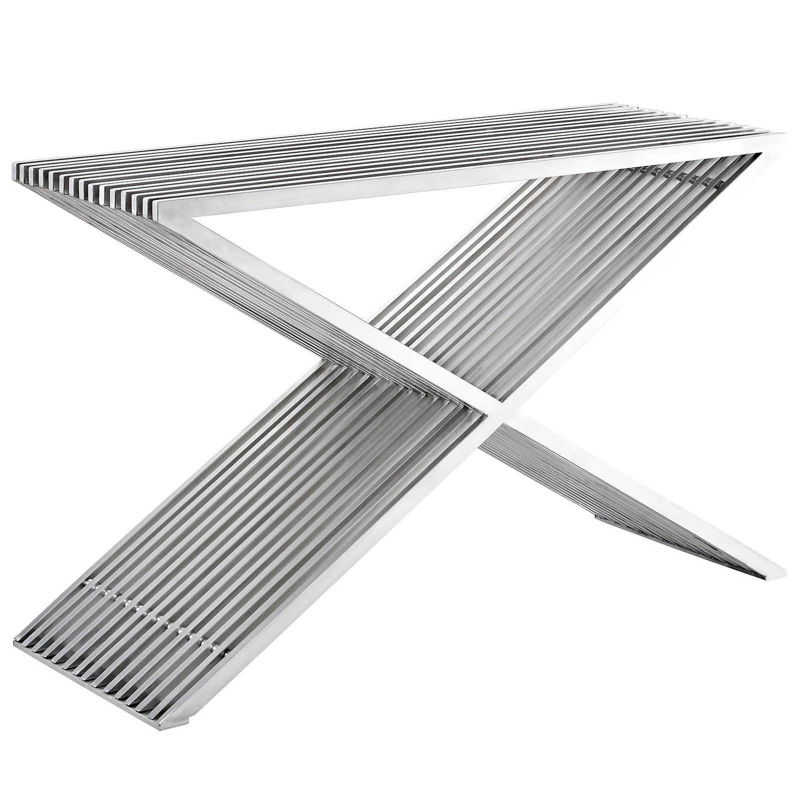 Press Stainless Steel Console Table in Silver image 3
