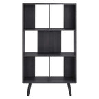 Transmit 5 Shelf Wood Grain Bookcase | Walnut, Charcoal &amp; Oak Color Options| Contemporary Three Tiered Bookcase | Smooth Wood Grain Laminate | Five Spacious Storage Units image 3