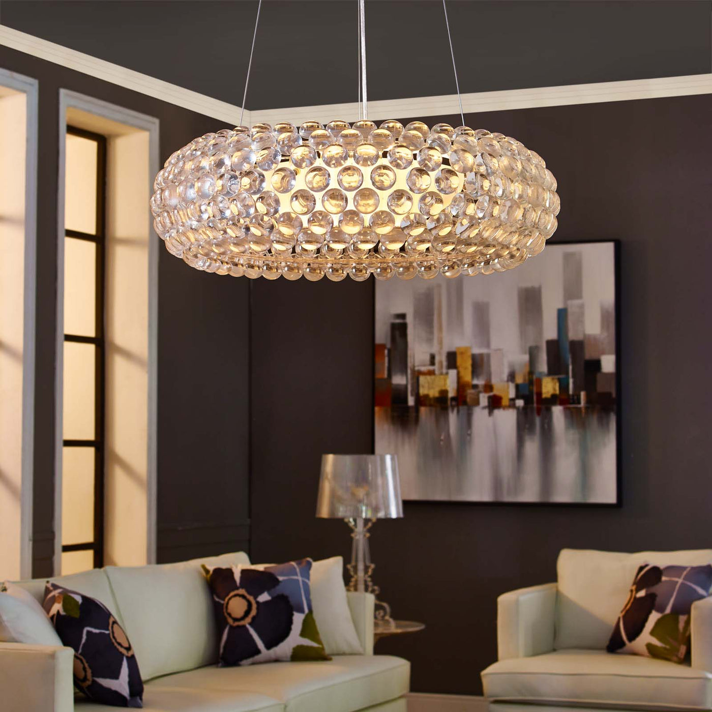25-Inch Halo Pendant Chandelier | Suspended Mounted Light Fixture | Modern Minimalistic Chandelier image 1