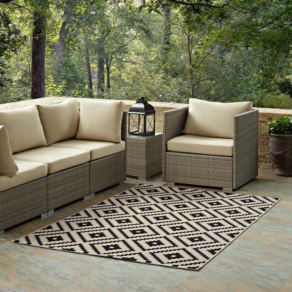 Perplex Geometric Diamond Trellis Indoor and Outdoor Area Rug | Black and Beige | 5X8 &amp; 8X10 Size Options | Tight Low Pile Weave | Gripping Rubber Underside | 100% Soft Polypropylene | Pack Of 2 image 8
