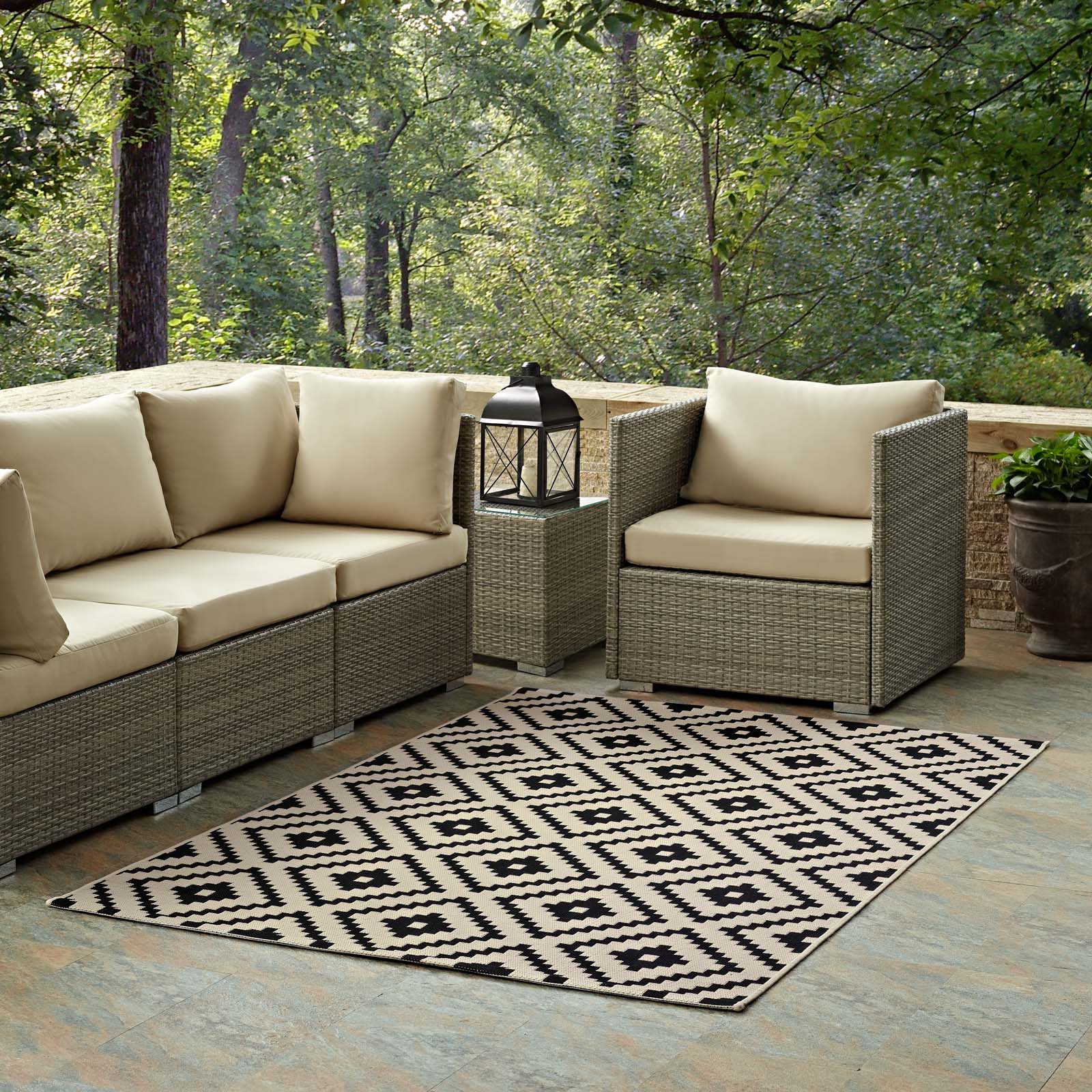 Perplex Geometric Diamond Trellis Indoor and Outdoor Area Rug | Black and Beige | 5X8 &amp; 8X10 Size Options | Tight Low Pile Weave | Gripping Rubber Underside | 100% Soft Polypropylene | Pack Of 2 image 8