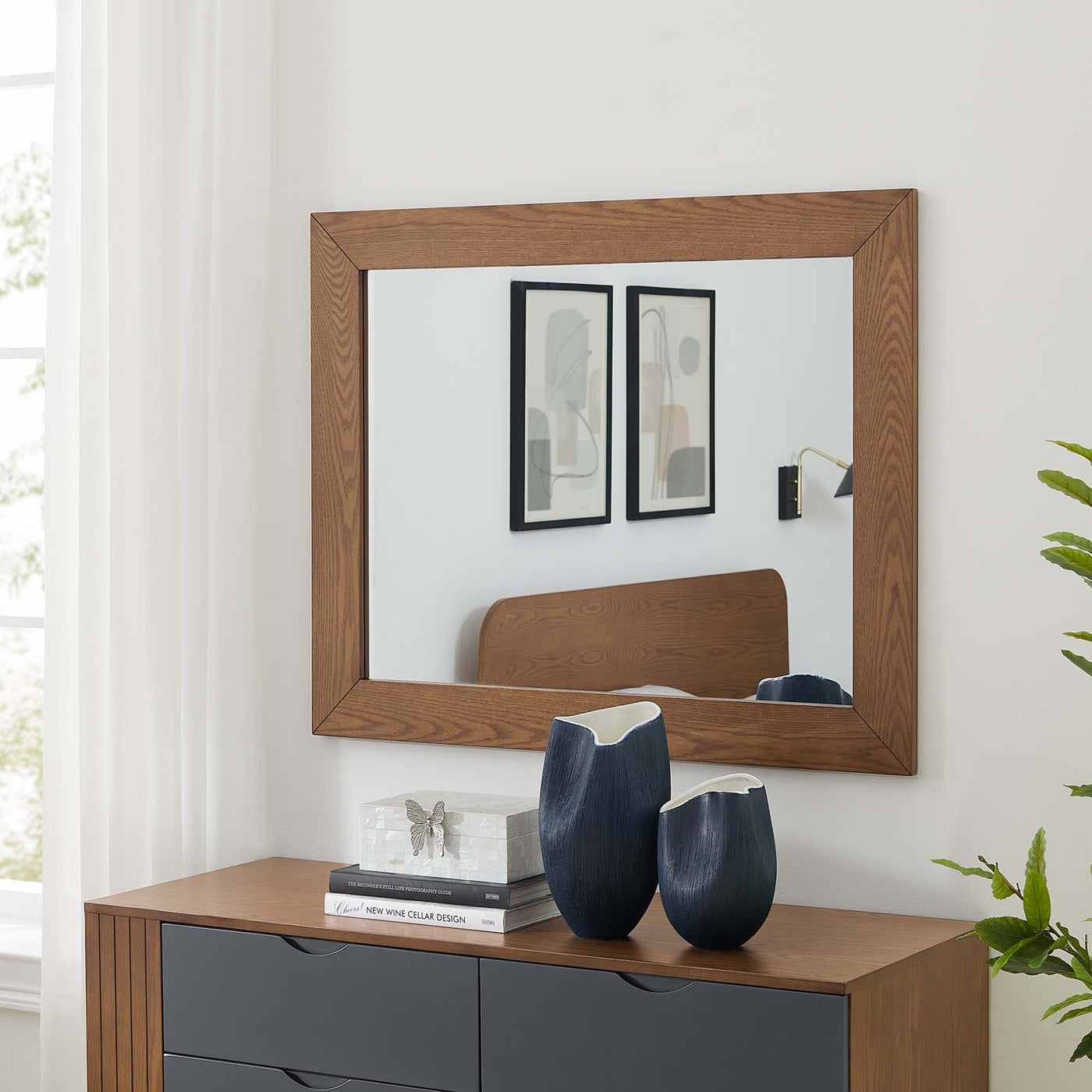 Dylan Mirror in Walnut | Mid-Century Style | Contemporary Design | Pack of 2 image 0