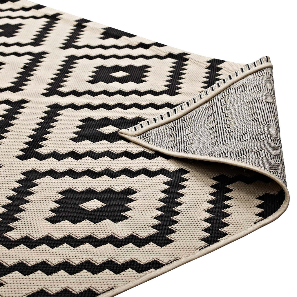 Perplex Geometric Diamond Trellis Indoor and Outdoor Area Rug | Black and Beige | 5X8 &amp; 8X10 Size Options | Tight Low Pile Weave | Gripping Rubber Underside | 100% Soft Polypropylene | Pack Of 2 image 5