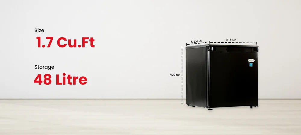 Roomwell UK 1.7 Cu.Ft Mini Fridge Without Freezer | Scratch-Resistant Worktop | 2 Years Replacement Warranty | A Space-Saving Marvel for Bedroom, Dorm, and Office image 4