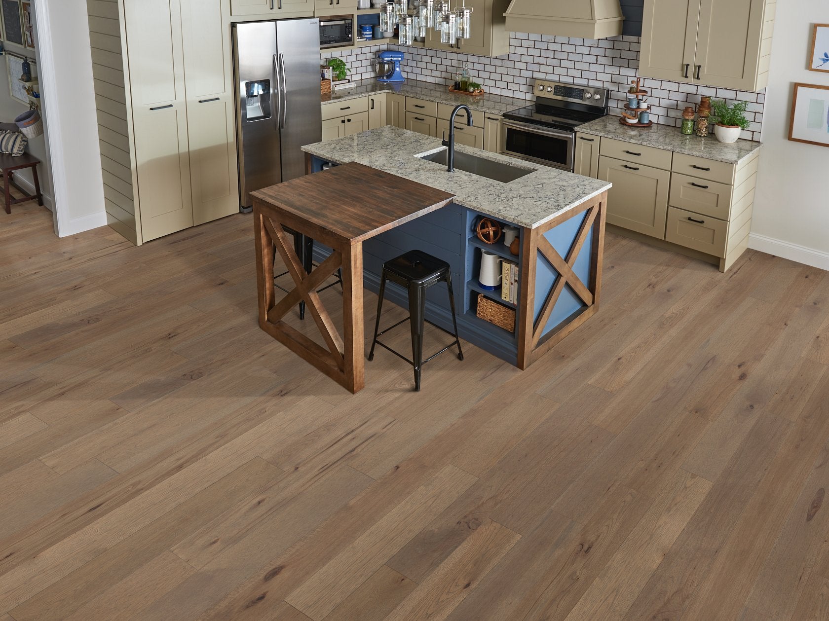 CastleWood Hickory | The Gallery Collection | Greyfriar Shade | Hickory | Real Hardwood | 3 mm Veneer Thickness | 31.09 Sq. Ft. Per Carton | Wire Brushed Finish image 3