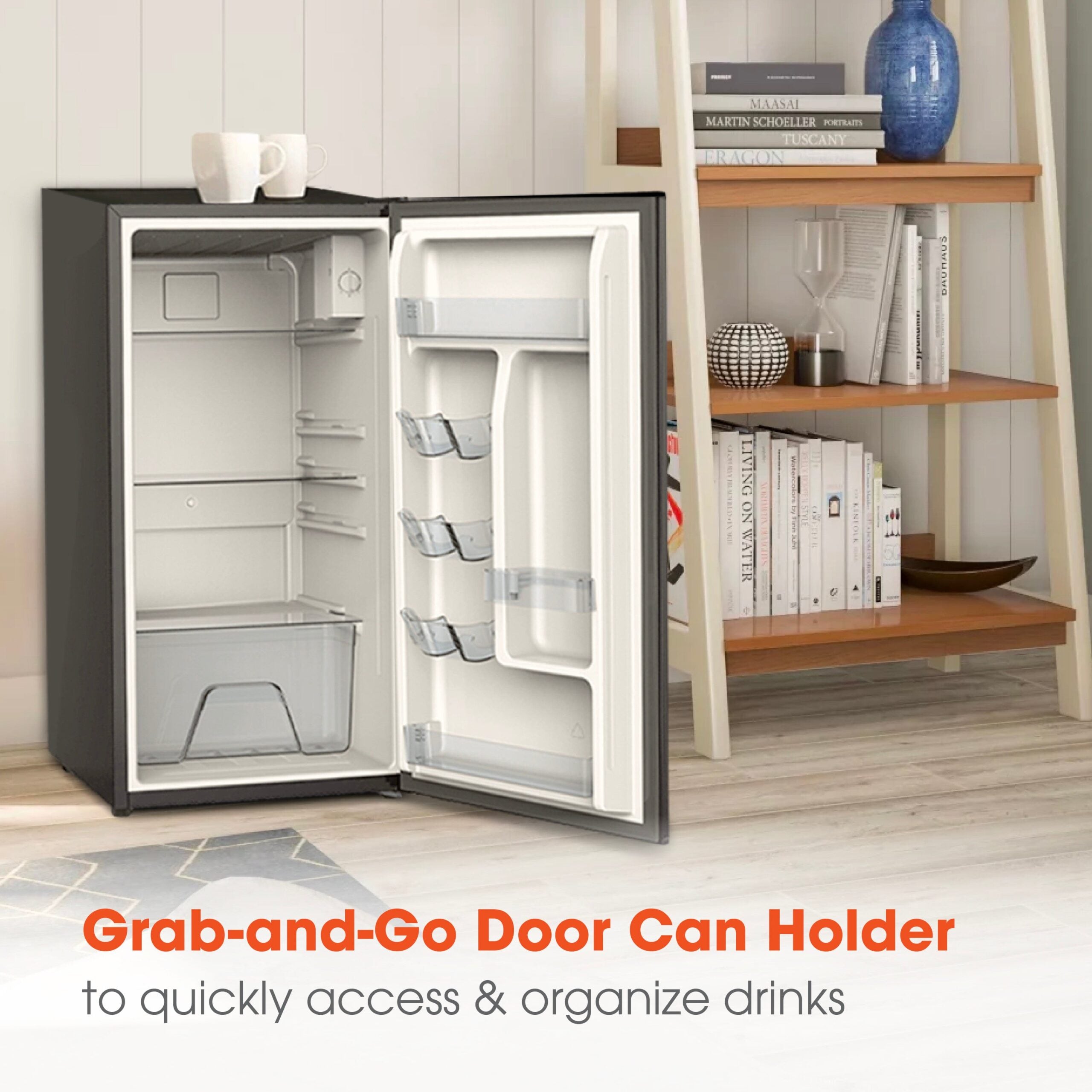 Magic Chef 3.2 Cu Ft Mini Refrigerator Without Freezer | Black Color | Energy Star Qualified | 5 Year Warranty On Compressor | 3 Fresh Food Glass Shelves | Reversible Door image 3