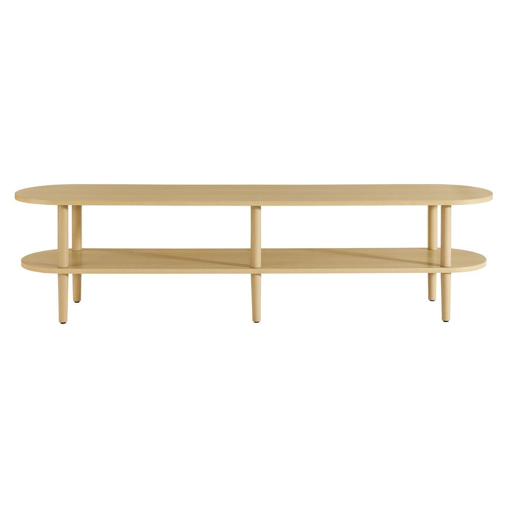 Torus Oval Wood TV Stand | Light Oak &amp; Walnut Finish Options | Oval TV Table | Wood Construction | Laminate Finish | 6 Wood Legs image 3