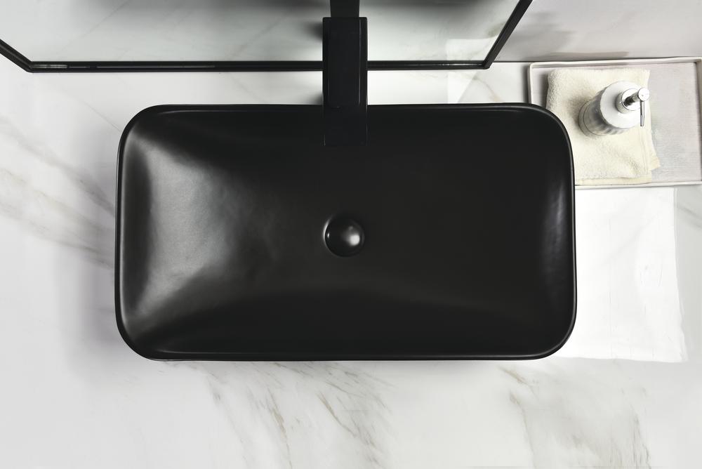 Tuscany 28"W x 15-3/8"D Ceramic Rectangular Bathroom Vessel Sink | Matt Black, Matt Gray & White Color Options | Jonava Series | Premium Quality Ceramic Construction | Elegant Modern Style Design image 3
