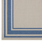 Rim Solid Border Indoor and Outdoor Area Rug in  | 5X8 &amp; 8X10 Size Options  | Blue and Beige, Light and Dark Beige &amp; Gray and Beige | Tight Low Pile Weave | Gripping Rubber Underside | 100% Soft Polypropylene image 8
