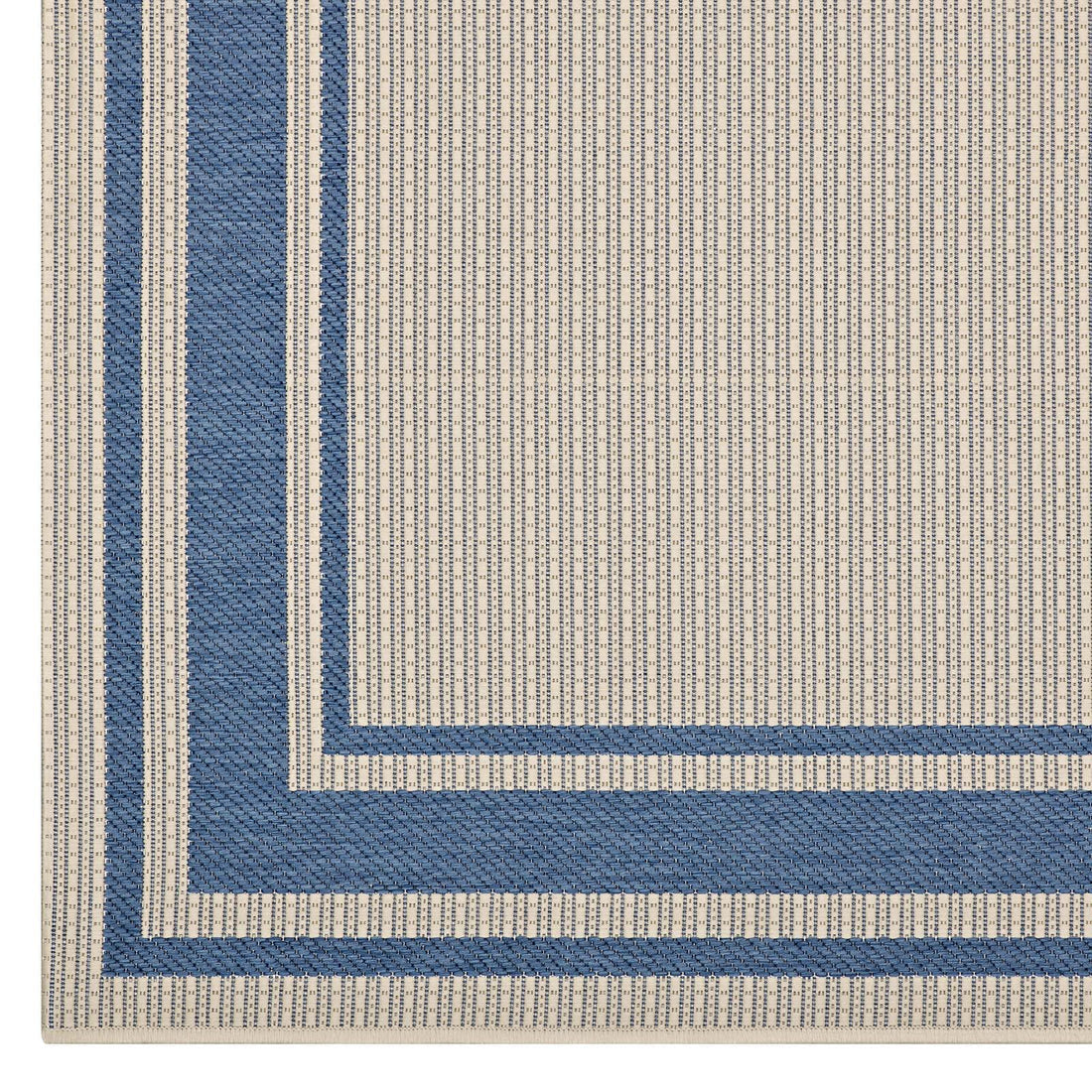 Rim Solid Border Indoor and Outdoor Area Rug in  | 5X8 &amp; 8X10 Size Options  | Blue and Beige, Light and Dark Beige &amp; Gray and Beige | Tight Low Pile Weave | Gripping Rubber Underside | 100% Soft Polypropylene image 8