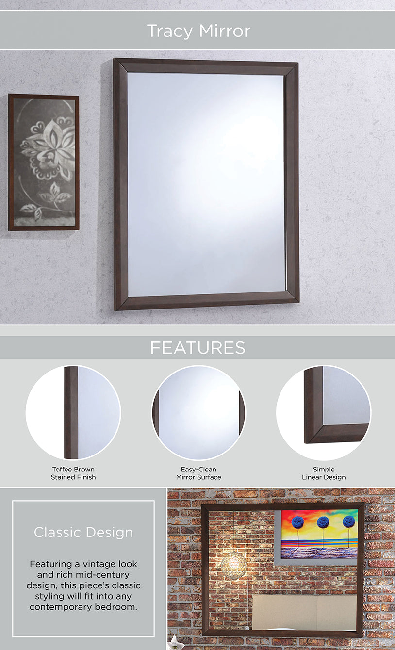 Tracy Bedroom Dresser Mirror | Mid Century Design | Pack of 2 image 1
