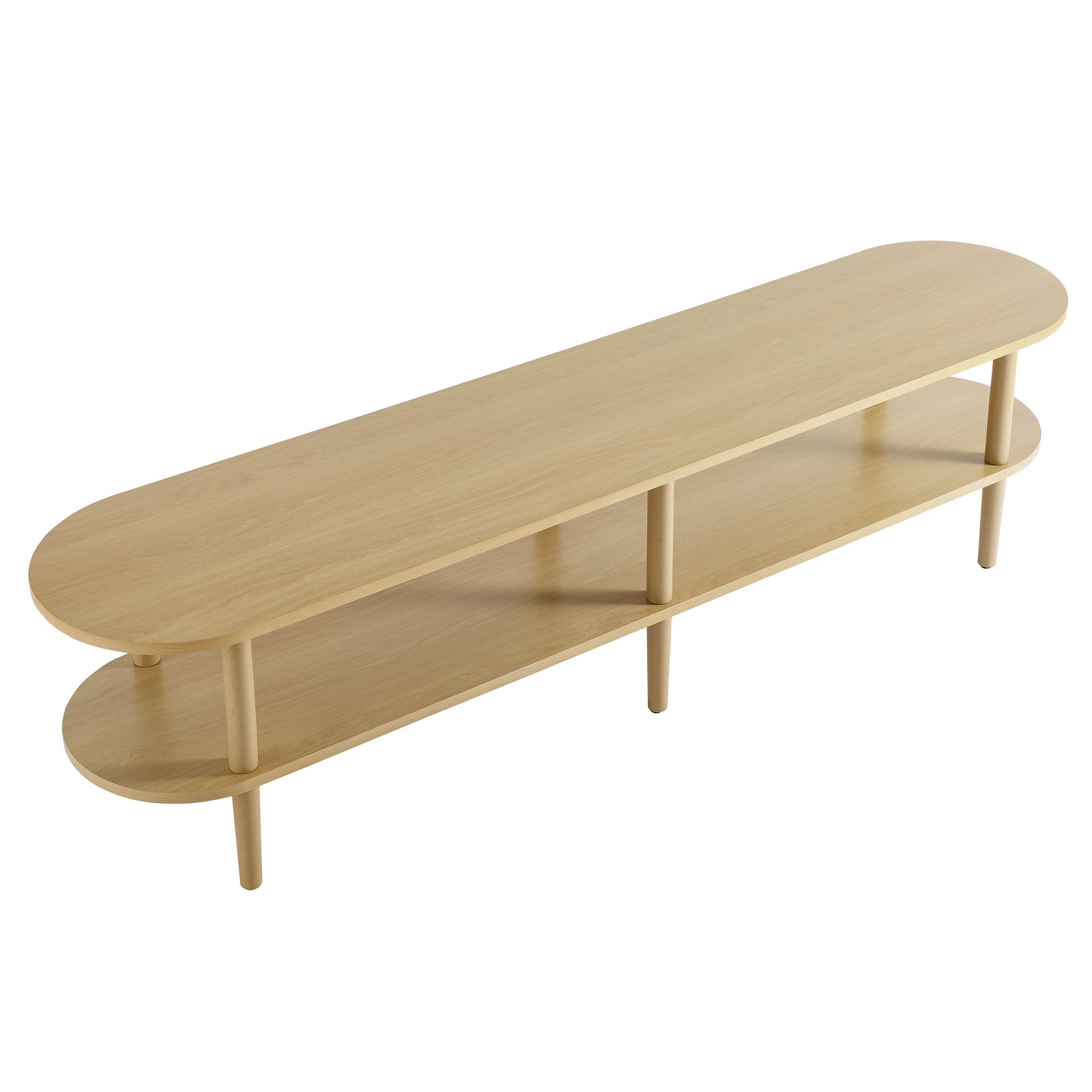 Torus Oval Wood TV Stand | Light Oak &amp; Walnut Finish Options | Oval TV Table | Wood Construction | Laminate Finish | 6 Wood Legs image 2