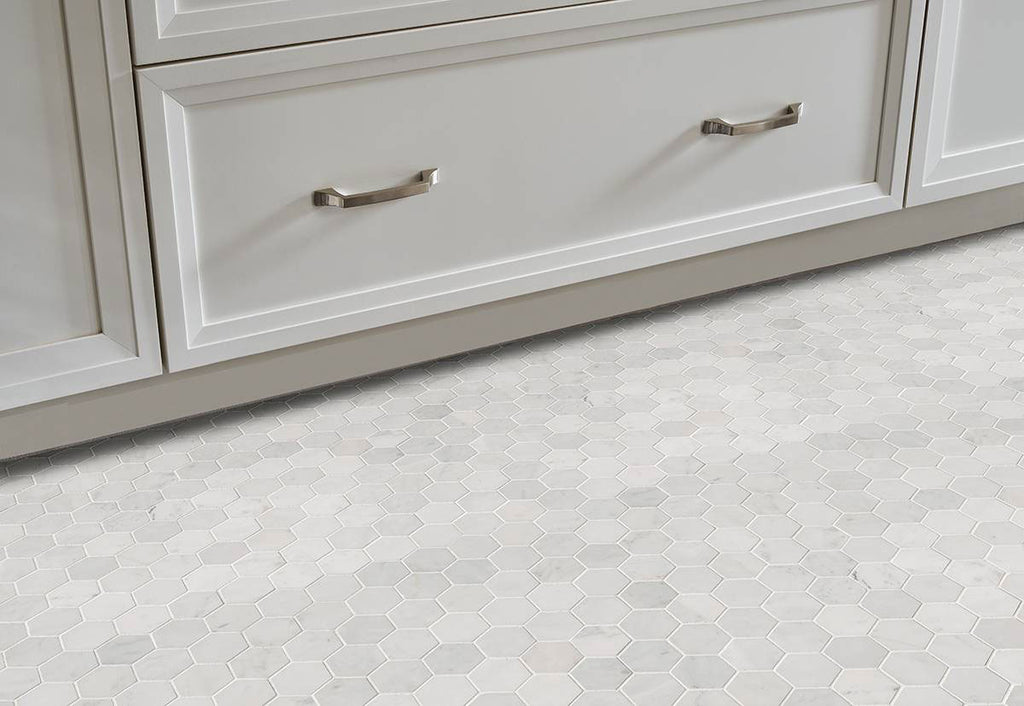 Carrara White Polished 2" Hexagon Mosaic Tile | Wall Tile &amp; Backsplash Tile | Marble | Greenguard Gold, USGBC/LEED | 10 Pieces Per Box image 5
