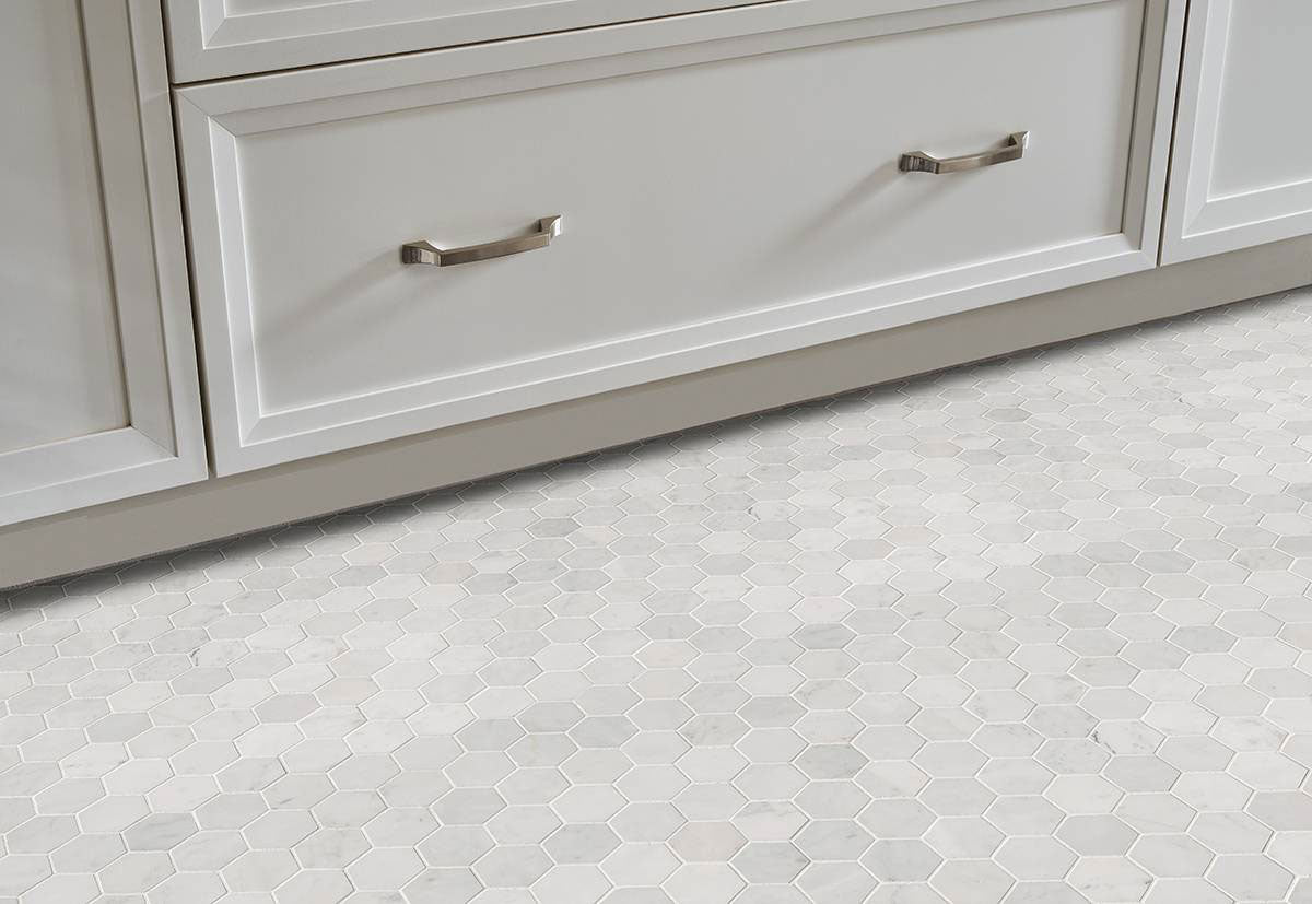 Carrara White Polished 2" Hexagon Mosaic Tile | Wall Tile &amp; Backsplash Tile | Marble | Greenguard Gold, USGBC/LEED | 10 Pieces Per Box image 5