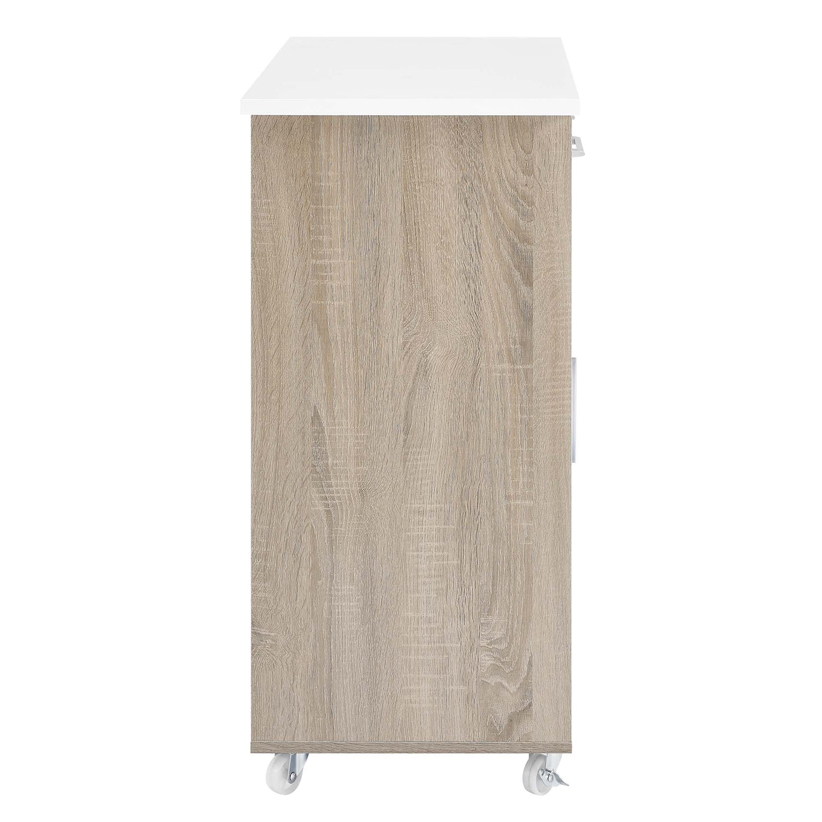 Culinary Kitchen Cart With Spice Rack | Rubberwood Top | Light Gray Natural, White Natural, Charcoal Natural &amp; Oak White Options image 2