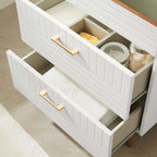 24" Bathroom Vanity Cabinet (Sink Basin Not Included) | Daybreak Series | Green, Light Gray & White Color Options | Full-Extension Drawers | Rubberwood, MDF, Particleboard Construction | Gold Metal Legs image 2