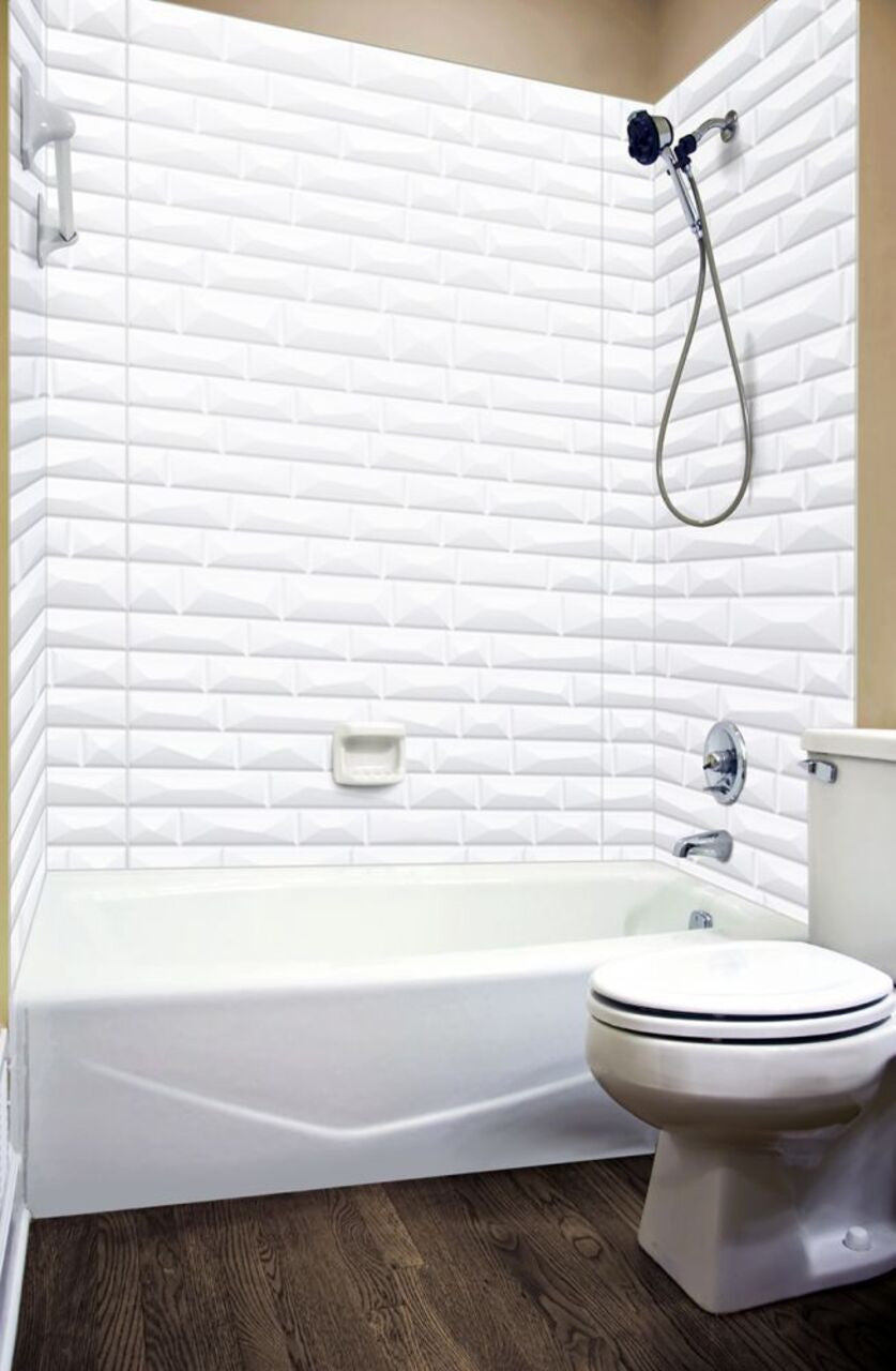 Vista Shower Wall Tiles For Shower and Tub Surrounds | Glue Up Easy To Install | 3 Wall Set image 6