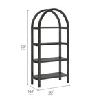 Vexley 60 Inch Arched Bookshelf  | Natural, Black &amp; Walnut Color Options| Pine Wood Frame | Sculptural Arched Silhouette | 4 Pine Veneer Shelves image 1