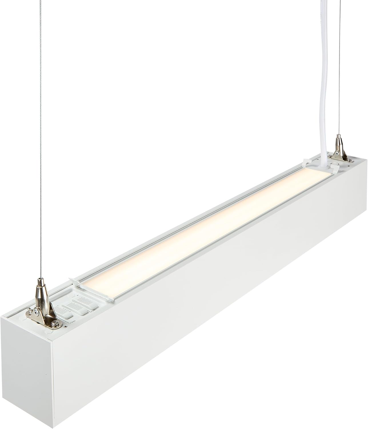 White LED Architectural Suspended Linear Light - Down Only | 2 FT &amp; 4 FT  Sizes | 3000K/4000K/5000K CCT Tuneable | 0-10V Dimming | DLC Premium Listed | Ideal for Office, Home, Shop, Garage, School | Pack of 4 image 1