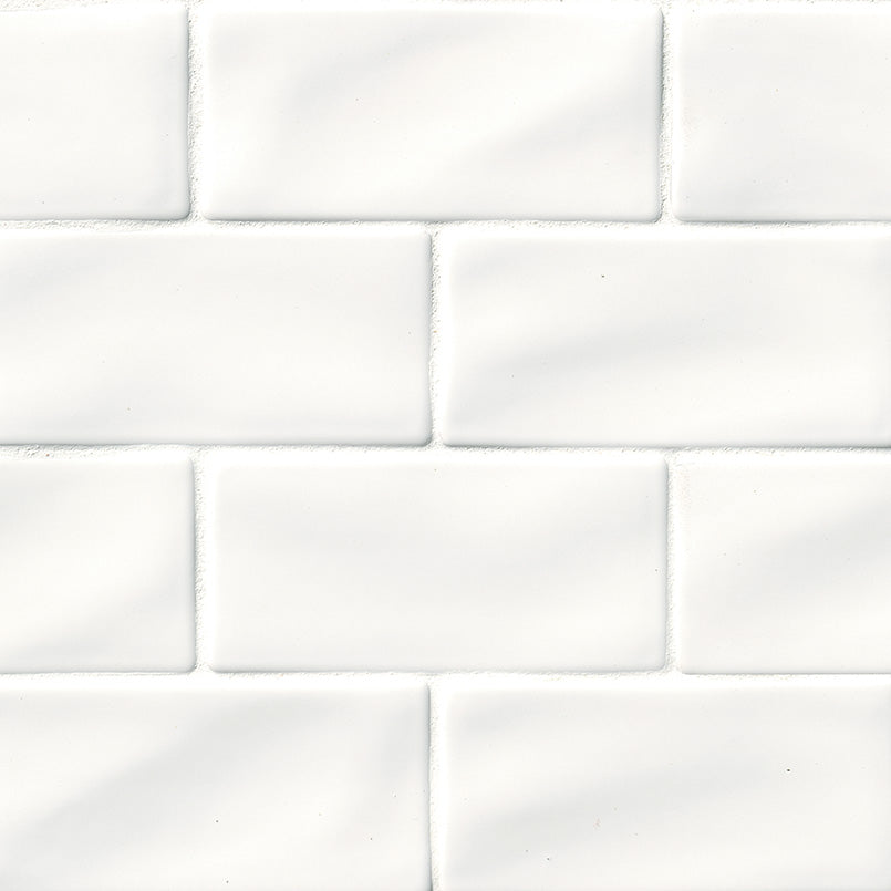 Whisper White Glazed Handcrafted Subway Tile 3x6 | Wall Tile | Backsplash Tile | Ceramic | Greenguard Gold, USGBC/LEED | 8 Pieces Per Box image 0