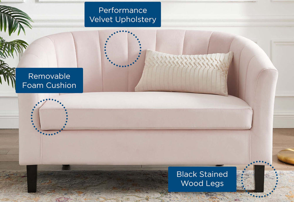 Prospect Channel Tufted Performance Velvet Loveseat in Pink image 2