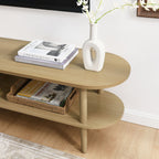 Torus Oval Wood TV Stand | Light Oak &amp; Walnut Finish Options | Oval TV Table | Wood Construction | Laminate Finish | 6 Wood Legs image 4