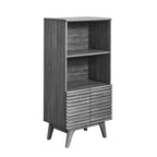 Render Display Cabinet Bookshelf | Oak &amp; Charcoal Color Options | Mid-Century Display Cabinet | Smooth Wood Grain Laminate | Soft-Close Hinges image 6
