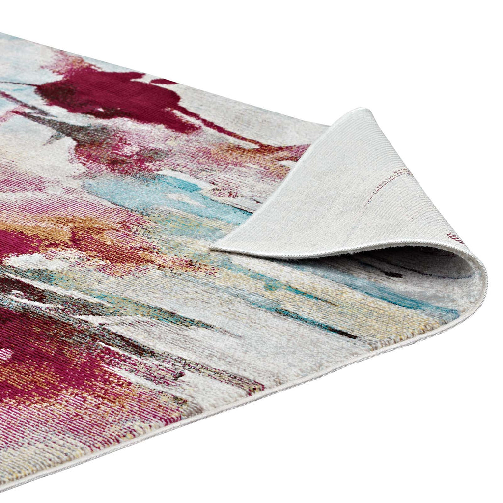 Multicolored Blume Abstract Floral 4x6 Area Rug | Tight Low Pile Weave | Gripping Grooved Rubber Underside | 100% Polypropylene | Pack Of 2 image 3