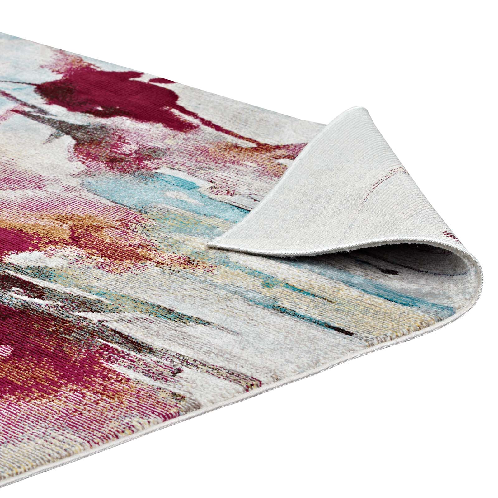Multicolored Blume Abstract Floral 4x6 Area Rug | Tight Low Pile Weave | Gripping Grooved Rubber Underside | 100% Polypropylene | Pack Of 2 image 3