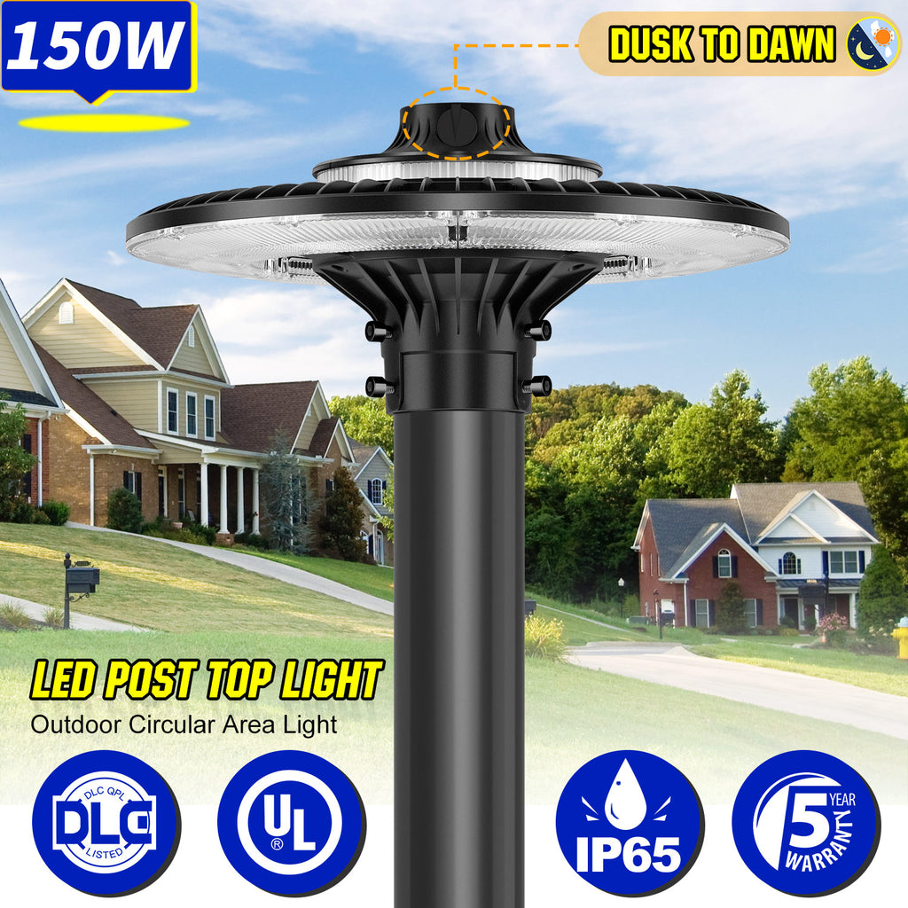 LED Post Top Pole Light with Dusk to Dawn Photocell, 60W/80W/100W/120W/150W/200W Options, 3000K/4000K/5000K CCT Tunable, LED Garden Area Lights for Pathway IP65 Waterproof image 1
