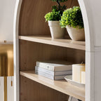 Nolan 74" Tall Arched Storage Display Cabinet Bookshelf | Black, Ivory, Light Oak &amp; Dark Walnut Color Options | Wood Grain Laminate | 4 Adjustable Shelves image 5