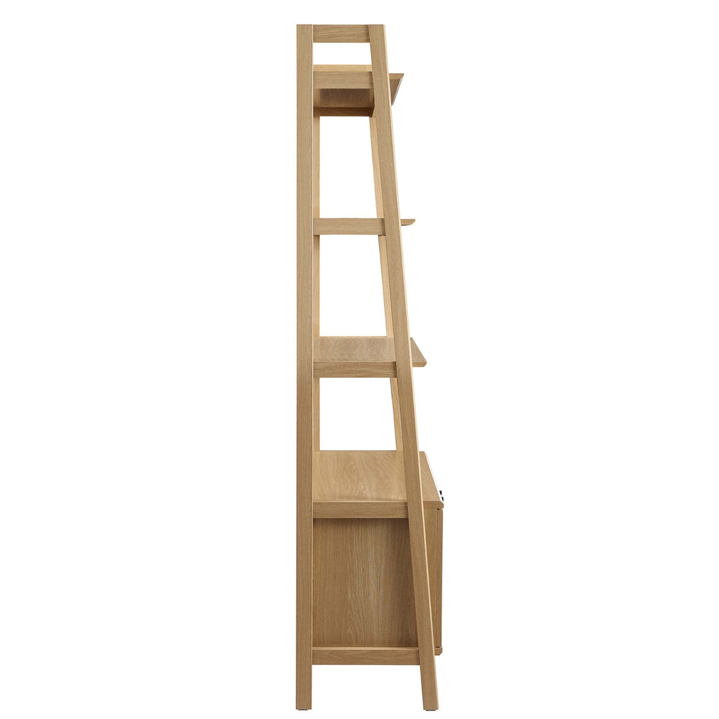 Bixby 33" Bookshelf  | Walnut, Walnut White &amp; Oak Color Options | Particleboard &amp; MDF | Concealed Storage Area | White Shelves | Tiered Bookshelf image 6