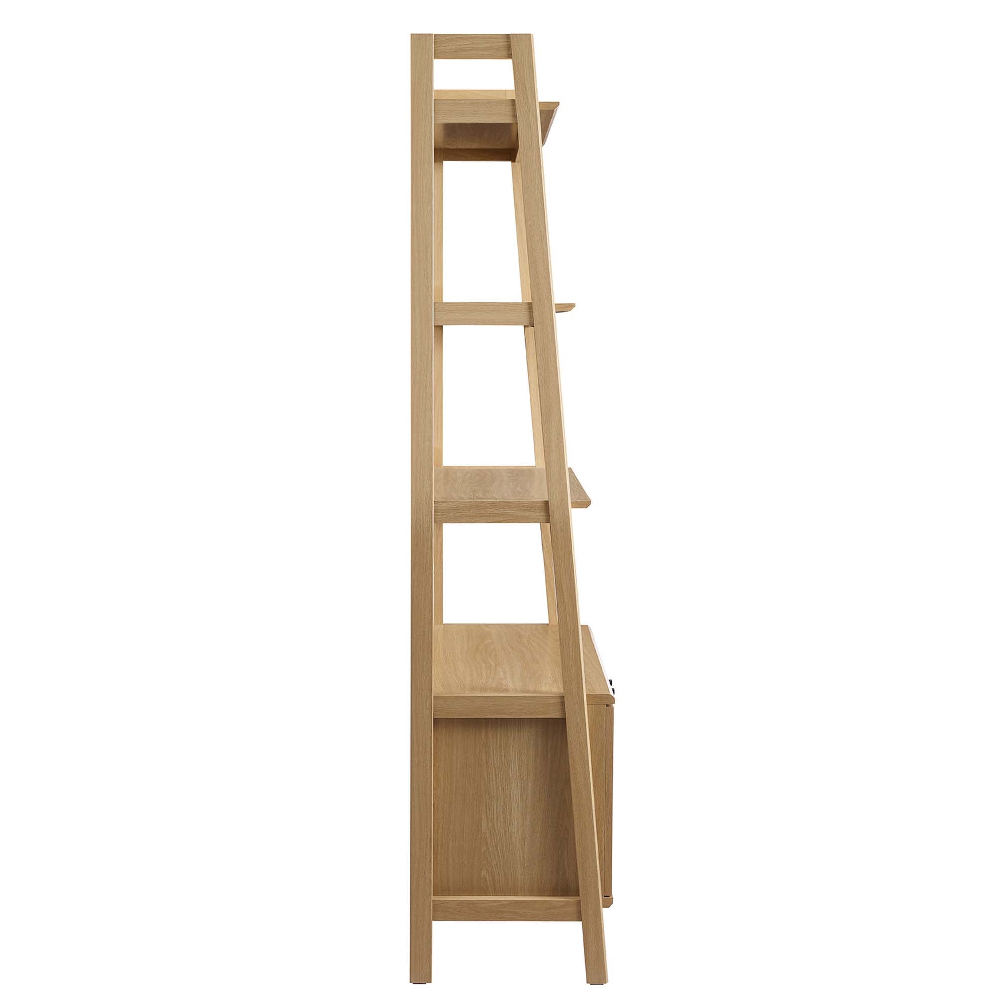 Bixby 33" Bookshelf  | Walnut, Walnut White &amp; Oak Color Options | Particleboard &amp; MDF | Concealed Storage Area | White Shelves | Tiered Bookshelf image 6