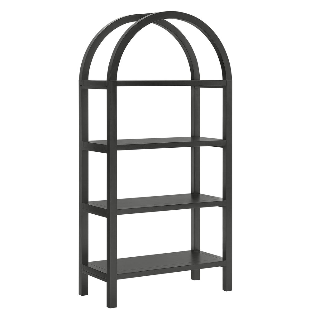 Vexley 60 Inch Arched Bookshelf  | Natural, Black &amp; Walnut Color Options| Pine Wood Frame | Sculptural Arched Silhouette | 4 Pine Veneer Shelves image 8