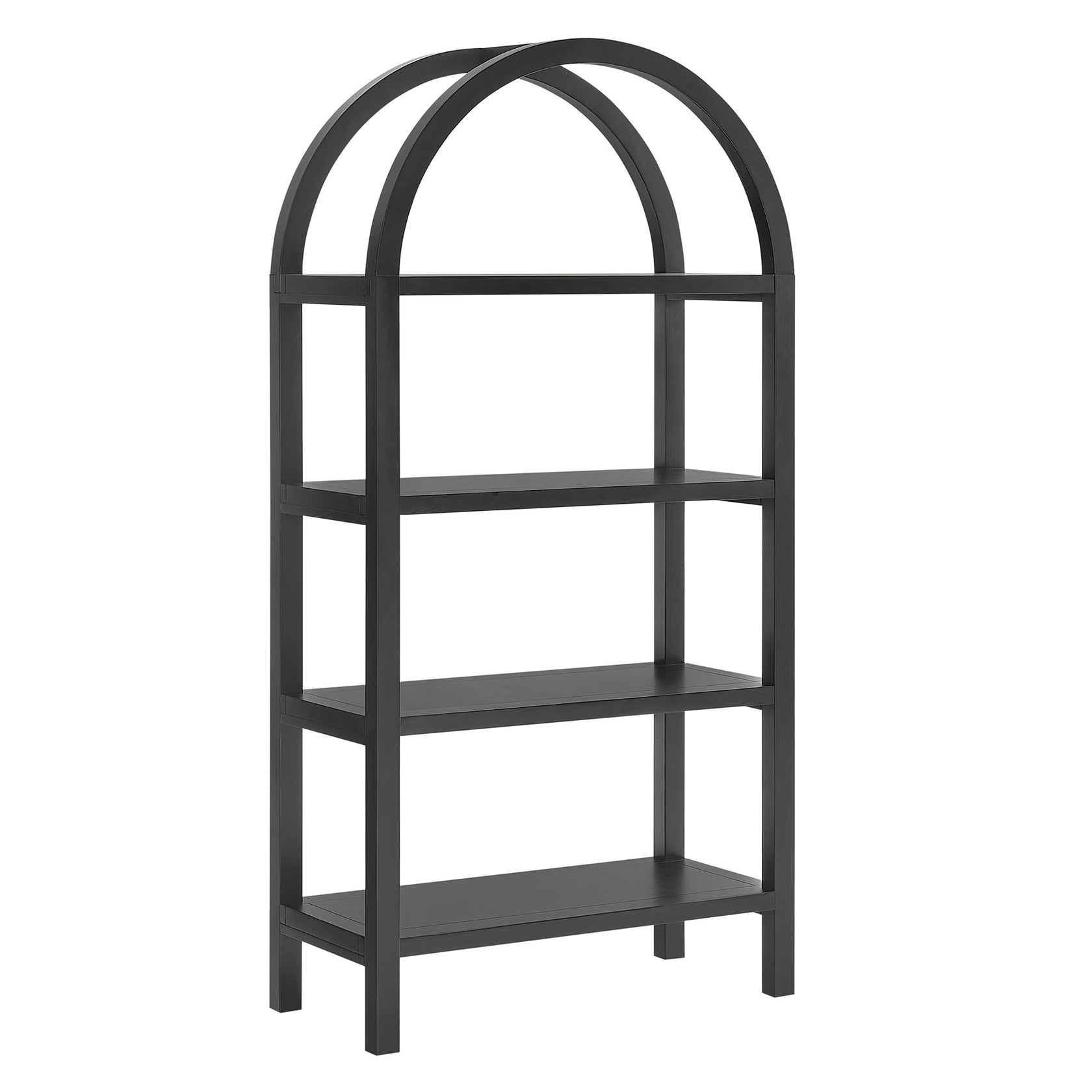Vexley 60 Inch Arched Bookshelf  | Natural, Black &amp; Walnut Color Options| Pine Wood Frame | Sculptural Arched Silhouette | 4 Pine Veneer Shelves image 8