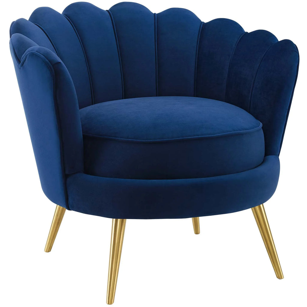Admire Gray Scalloped Edge Performance Velvet Accent Armchair image 1