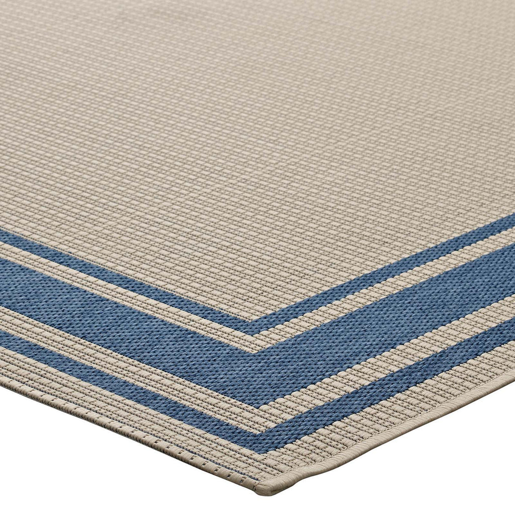 Rim Solid Border Indoor and Outdoor Area Rug in  | 5X8 &amp; 8X10 Size Options  | Blue and Beige, Light and Dark Beige &amp; Gray and Beige | Tight Low Pile Weave | Gripping Rubber Underside | 100% Soft Polypropylene image 7