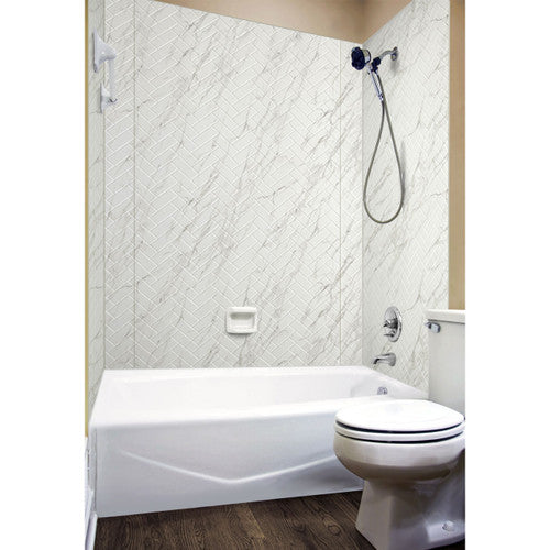 Herringbone Shower Wall Tiles For Shower and Tub Surrounds | Glue Up Easy To Install | 3 Wall Set image 7